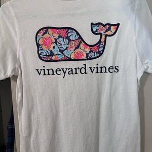 Vineyard Vines White T-Shirt with Floral Whale Design